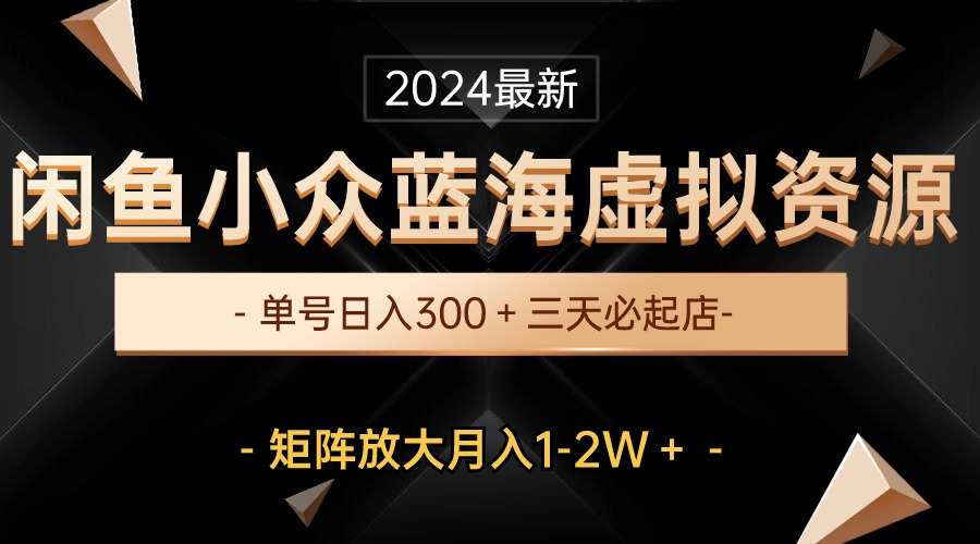 （10336期）最新闲鱼小众蓝海虚拟资源，单号日入300＋，三天必起店，矩阵放大月入1-2W-kk网创