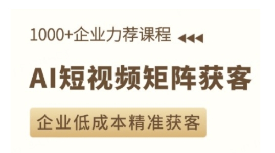 AI短视频矩阵获客实操课，企业低成本精准获客-kk网创