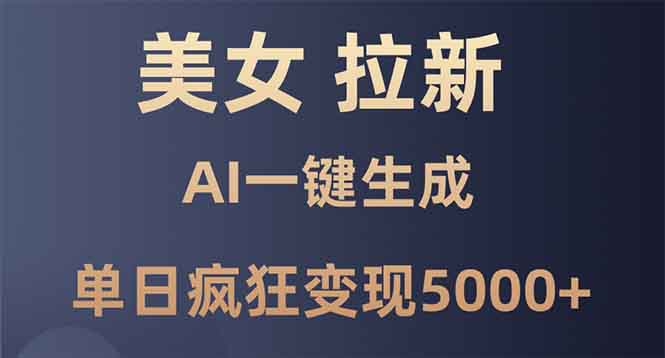 美女暴力拉新，通过AI一键生成，单日疯狂变现5000+，纯小白一学就会！-kk网创