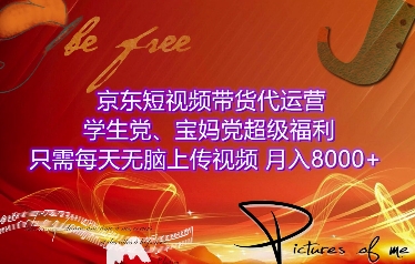 京东短视频带货代运营，学生党、宝妈党超级福利，只需每天无脑上传视频，月入8000+【仅揭秘】-kk网创