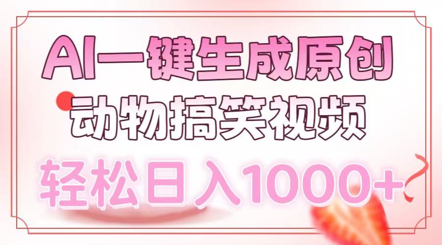 AI一键生成原创动物搞笑视频，轻松日入1000+-kk网创