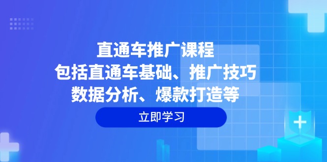 直通车推广课程：包括直通车基础、推广技巧、数据分析、爆款打造等-kk网创