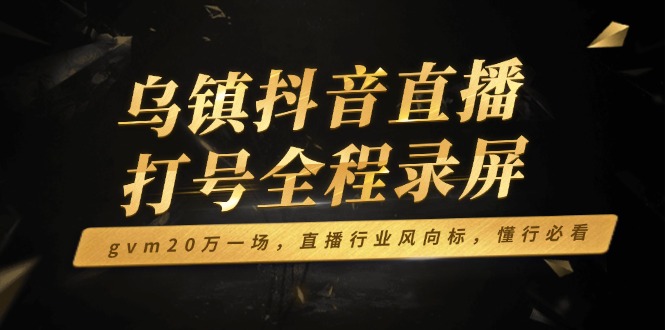 乌镇抖音直播打号全程录屏，gvm20万一场，直播行业风向标，懂行必看-kk网创