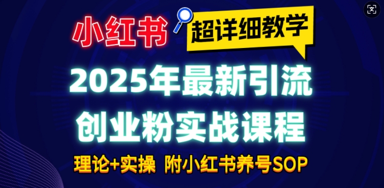 2025年最新小红书引流创业粉实战课程【超详细教学】小白轻松上手，月入1W+，附小红书养号SOP-kk网创