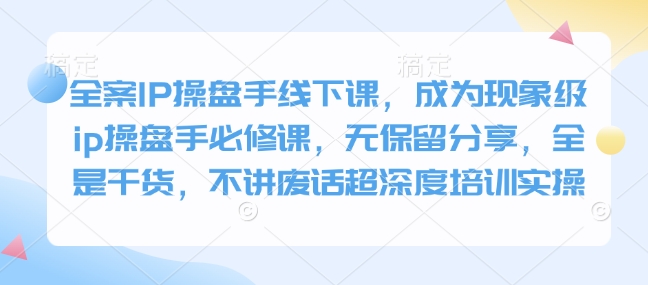 全案IP操盘手线下课，成为现象级ip操盘手必修课，无保留分享，全是干货，不讲废话超深度培训实操-kk网创