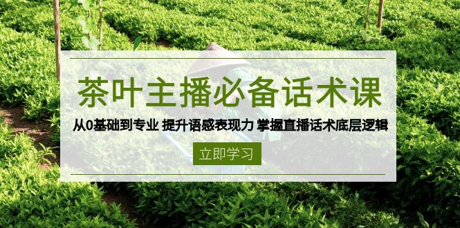 茶叶 主播必备话术课 从0基础到专业 提升语感表现力 掌握直播话术底层逻辑-kk网创