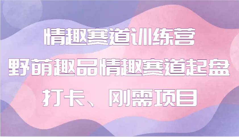 情趣赛道训练营 野萌趣品情趣赛道起盘打卡、刚需项目-kk网创