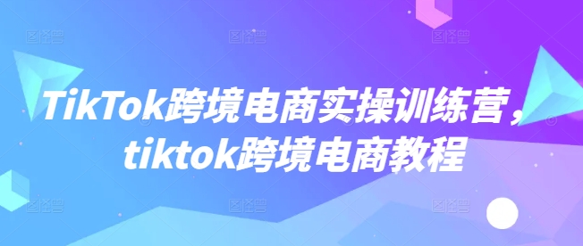 TikTok跨境电商实操训练营，tiktok跨境电商教程-kk网创