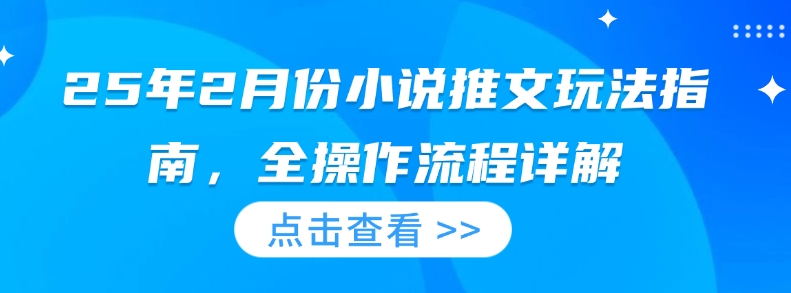 25年2月份小说推文玩法指南，全操作流程详解-kk网创