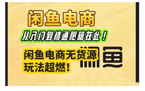 闲鱼电商实战课，从入门到精通秘籍在此，闲鱼电商无货源玩法超燃!-kk网创
