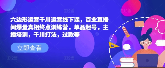 六边形运营千川运营线下课，百业直播间爆量真相终点训练营，单品起号，主播培训，千川打法，过款等-kk网创