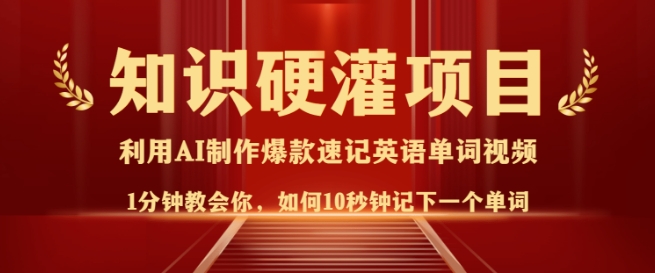 知识硬灌，10秒钟让你记住一个单词，3分钟一个视频，日入多张不是梦-kk网创