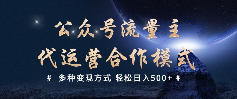 公众号流量主代运营  多种变现方式 轻松日入5张【揭秘】-kk网创
