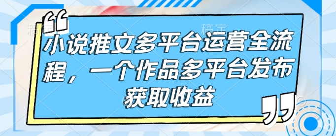 小说推文多平台运营全流程，一个作品多平台发布获取收益-kk网创