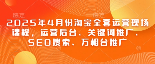 2025年4月份淘宝全套运营现场课程，运营后台、关键词推广、SEO搜索、万相台推广-kk网创