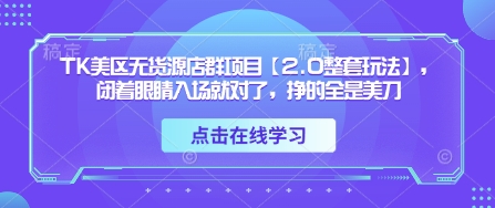 TK美区无货源店群项目【2.0整套玩法】，闭着眼睛入场就对了，挣的全是美刀-kk网创