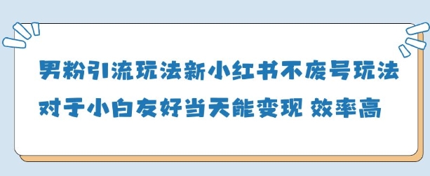 男粉引流玩法(新)，玩法友好做的好当天就能变现-kk网创