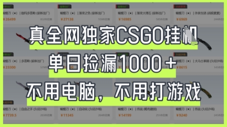真全网独家CSGO挂G，单日捡漏1k+【揭秘】-kk网创