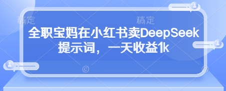 全职宝妈在小红书卖DeepSeek提示词，一天收益1k-kk网创