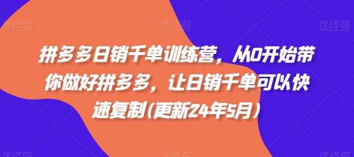 拼多多日销千单训练营，从0开始带你做好拼多多，让日销千单可以快速复制(更新25年4月)-kk网创