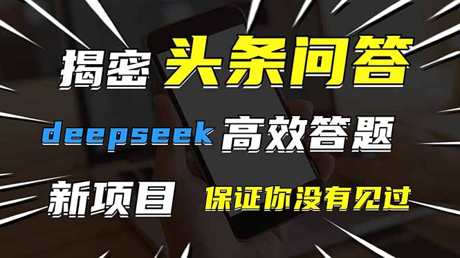 头条问答，刚出的新玩法！保证你没见过！用DeepSeek去高效答题，一个账…-kk网创