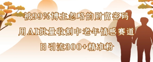 被99%博主忽略的财富密码：用AI批量收割中老年情感赛道，日引流300+精准粉-kk网创
