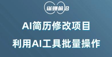 AI简历修改项目，利用AI工具批量化操作，小白轻松日200+-kk网创