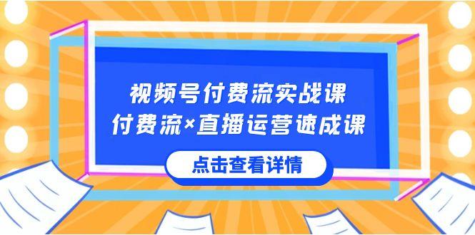 视频号付费流实战课，付费流×直播运营速成课，让你快速掌握视频号核心运营技能-kk网创