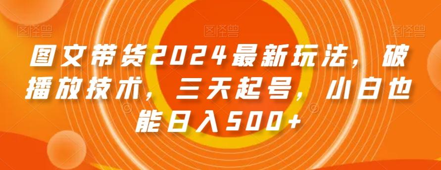图文带货2024最新玩法，破播放技术，三天起号，小白也能日入500+【揭秘】-kk网创