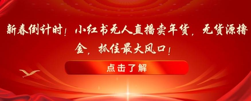 新春倒计时！小红书无人直播卖年货，无货源撸金，抓住最大风口【揭秘】-kk网创
