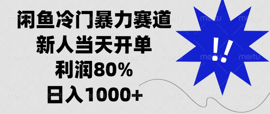 闲鱼冷门暴力赛道，新人当天开单，利润80%，日入1000+-kk网创