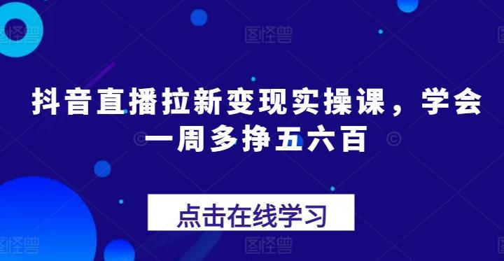 抖音直播拉新变现实操课，学会一周多挣五六百-kk网创