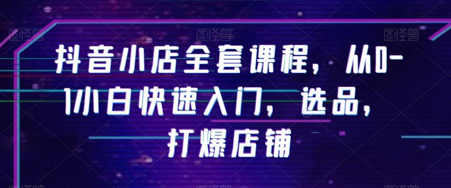 抖音小店全套课程，从0-1小白快速入门，选品，打爆店铺-kk网创