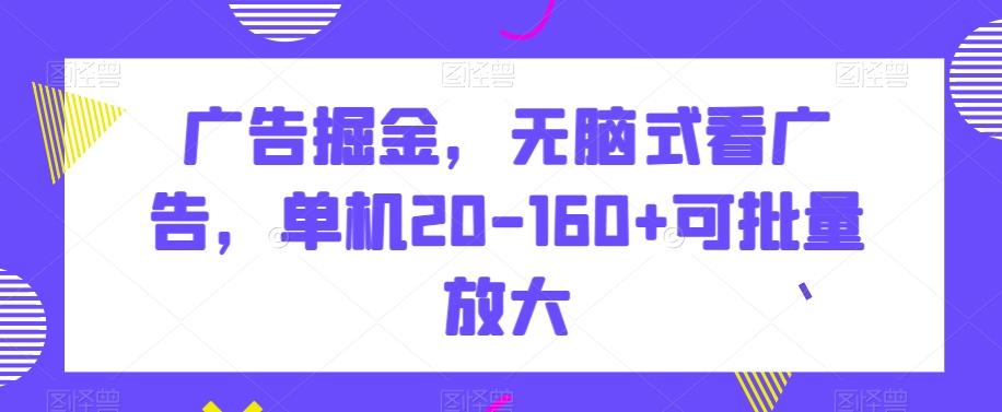 广告掘金，无脑式看广告，单机20-160+可批量放大【揭秘】-kk网创