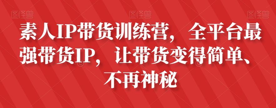 素人IP带货训练营，全平台最强带货IP，让带货变得简单、不再神秘-kk网创