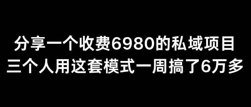 分享一个外面卖6980的私域项目三个人用这套模式一周搞了6万多【揭秘】-kk网创