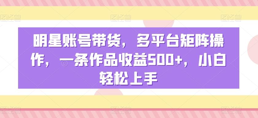 明星账号带货，多平台矩阵操作，一条作品收益500+，小白轻松上手【揭秘】-kk网创