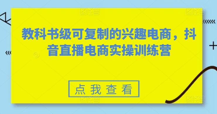 教科书级可复制的兴趣电商，抖音直播电商实操训练营-kk网创