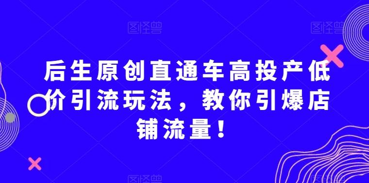后生原创直通车高投产低价引流玩法，教你引爆店铺流量！-kk网创