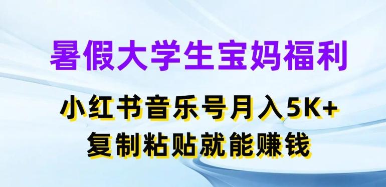 暑假大学生宝妈福利，小红书音乐号月入5000+，复制粘贴就能赚钱【揭秘】-kk网创