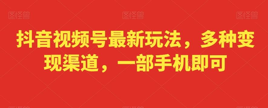 抖音视频号最新玩法，多种变现渠道，一部手机即可-kk网创