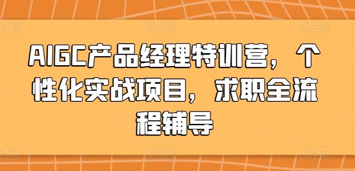 AIGC产品经理特训营，个性化实战项目，求职全流程辅导-kk网创