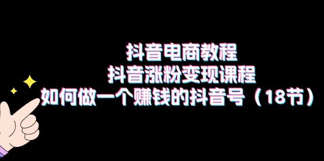 抖音电商教程：抖音涨粉变现课程：如何做一个赚钱的抖音号(18节-kk网创