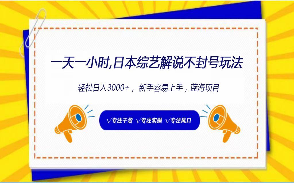 日本综艺解说不封号玩法，轻松日入1000+，全新赛道-kk网创