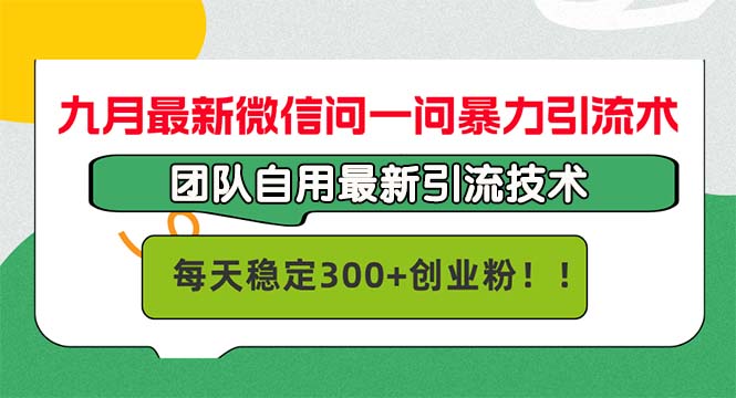 九月最新微信问一问暴力引流术，团队自用引流术，每天稳定300+创…-kk网创
