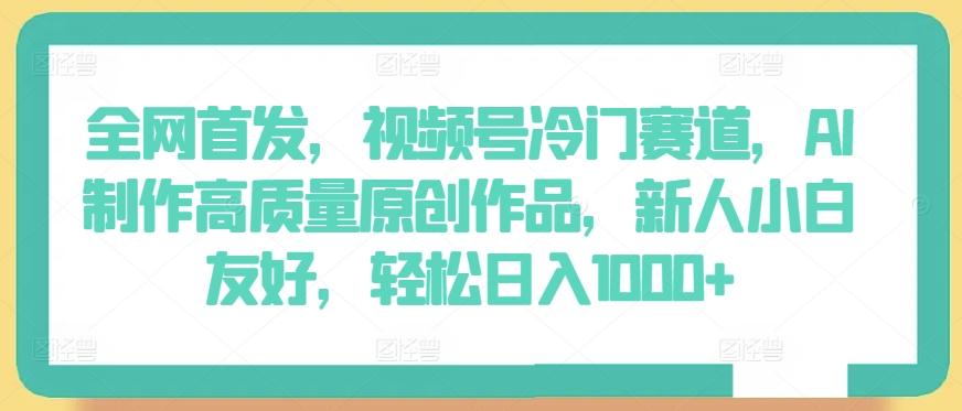 全网首发，视频号冷门赛道，AI制作高质量原创作品，新人小白友好，轻松日入1000+【揭秘】-kk网创