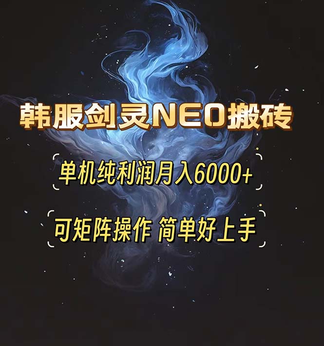 韩服剑灵NEO搬砖攻略，单机纯利润月入6000+ 可矩阵操作，简单好上手。-kk网创