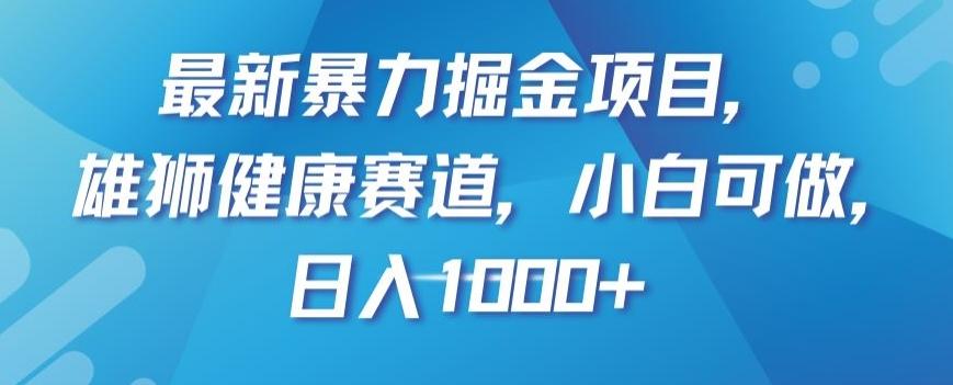 最新暴力掘金项目，雄狮健康赛道，小白可做，日入1000+【揭秘】-kk网创