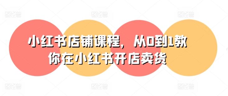 小红书店铺课程，从0到1教你在小红书开店卖货-kk网创