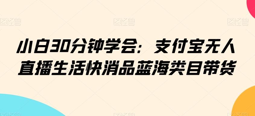 小白30分钟学会：支付宝无人直播生活快消品蓝海类目带货【揭秘】-kk网创